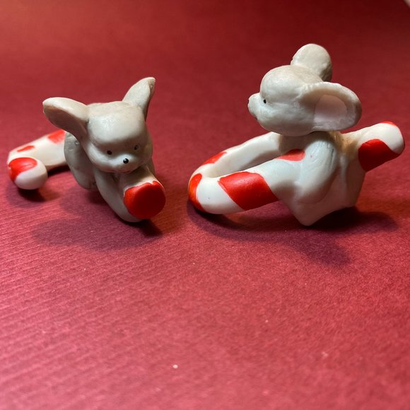 House of Lloyd Christmas Vintage 1988 Mice Taper Candle Huggers Set of 2 - Picture 3 of 8